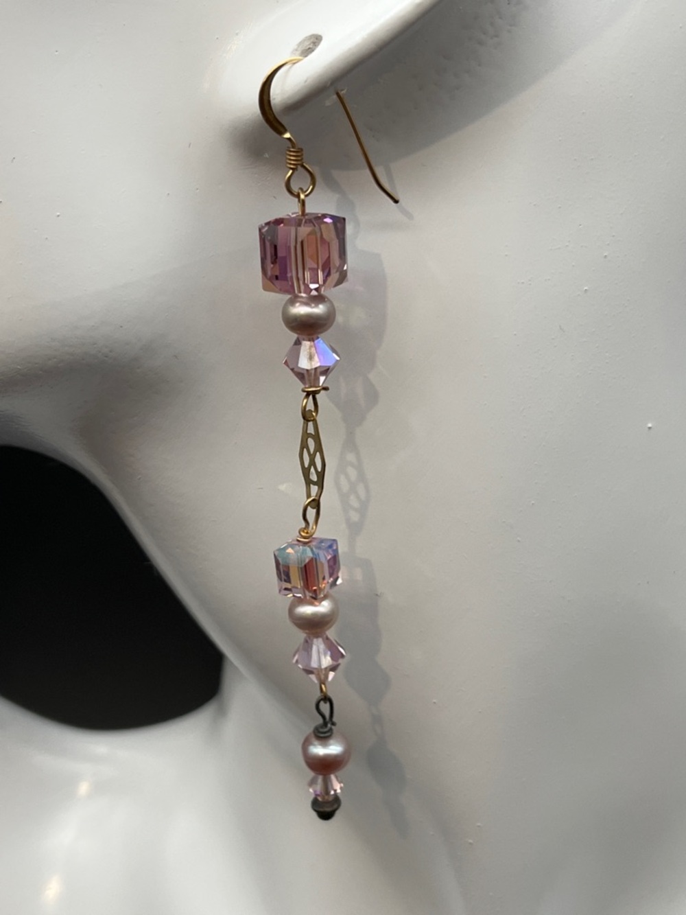 Pearl and crystal gold filled earrings